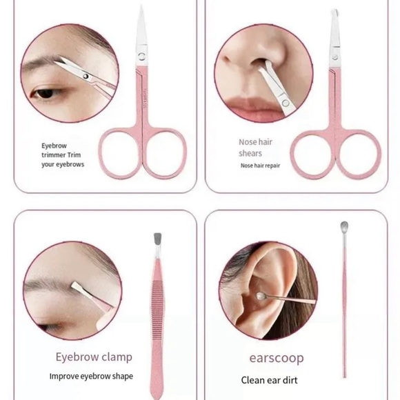 18pcs Nail Clippers Rose Gold Exfoliating Stainless Steel Set - Picture 7 of 8